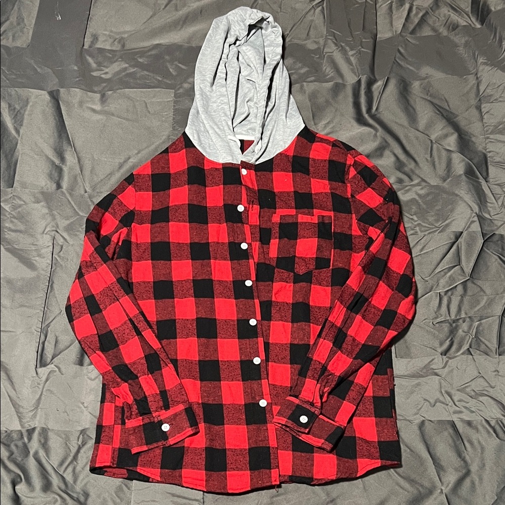 Red and Black button down Plaid flannel